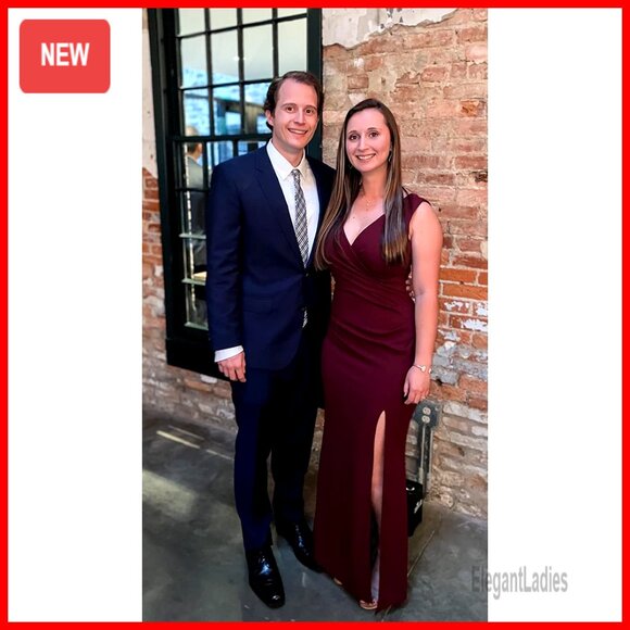 Sleeveless V-Neck Split Mermaid Evening Cocktail Maxi Dress - Picture 4 of 5